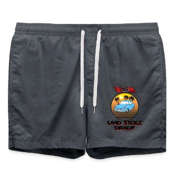 Osten Ossi DDR Ost stolz Trabi Geschenk Nostalgie - Badeshorts - Anthrazit - Vorne - AI Model Male 185 light (185cm)