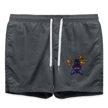 Bat Cute Halloween Vampire Child Motif Autumn - Swim Trunks - anthracite - Front - AI Model Male 185 light (185cm)