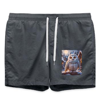 Super süße Vögel – Schneeeule - Badeshorts - Anthrazit - Vorne - AI Model Male 185 light (185cm)