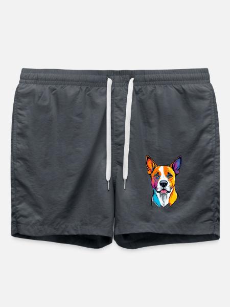 Hund mit Bundes Gesicht - Badeshorts - Anthrazit