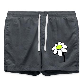 Small Marguerite Flower White Decorative Beautiful Nature - Swim Trunks - anthracite - Front - AI Model Male 185 light (185cm)