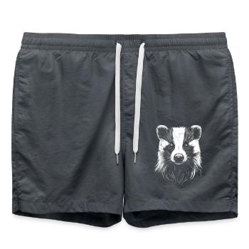 blaireau, portrait, forêt, animal, forêt, animal sauvage, blaireau - Short de bain - charbon - Devant - AI Model Male 185 light (185cm)