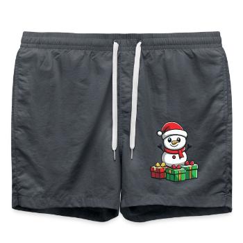 Schneemann Weihnachten Geschenke - Badeshorts - Anthrazit - Vorne - AI Model Male 185 light (185cm)
