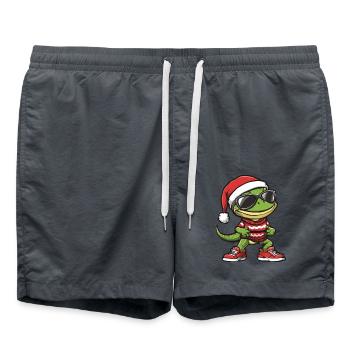 Lizard Gecko Christmas Cool X-Mas - Swim Trunks - anthracite - Front - AI Model Male 185 light (185cm)