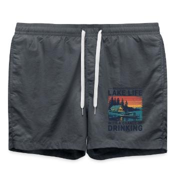 Enjoy life on the lake - Swim Trunks - anthracite - Front - AI Model Male 185 light (185cm)