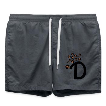 Buchstabe d Leopardenmuster - Badeshorts - Anthrazit - Vorne - AI Model Male 185 light (185cm)