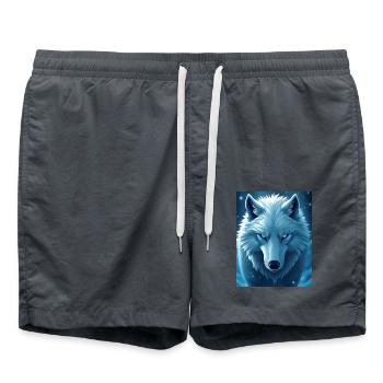 Anime Loup des neiges - Short de bain - charbon - Devant - AI Model Male 185 light (185cm)