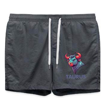 Taurus Cartoon - Swim Trunks - anthracite - Front - AI Model Male 185 light (185cm)