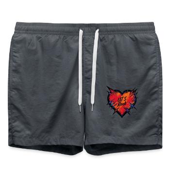 Heart - Lets Rock - Valentine's Day, Friendship - Swim Trunks - anthracite - Front - AI Model Male 185 light (185cm)