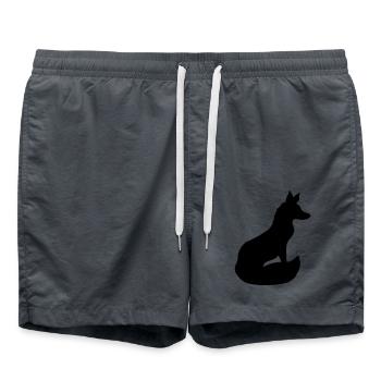 Fox Red Fox Wild Animal Silhouette Outline Cool - Swim Trunks - anthracite - Front - AI Model Male 185 light (185cm)