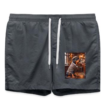 Rottweiler wearing 1920s suit cute dogs - Swim Trunks - anthracite - Front - AI Model Male 185 light (185cm)