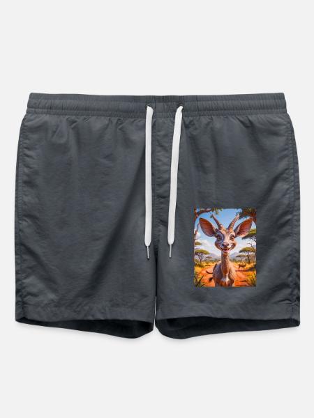 super cute african animals– Kudu - Swim Trunks - anthracite