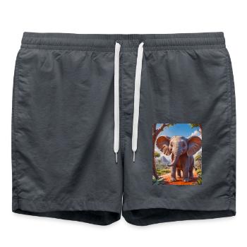 Animaux africains super mignons – éléphant - Short de bain - charbon - Devant - AI Model Male 185 light (185cm)
