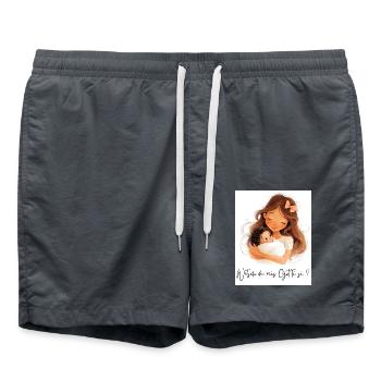 Wetsch du mis Gotti si? – Geschenk für Patentante - Badeshorts - Anthrazit - Vorne - AI Model Male 185 light (185cm)