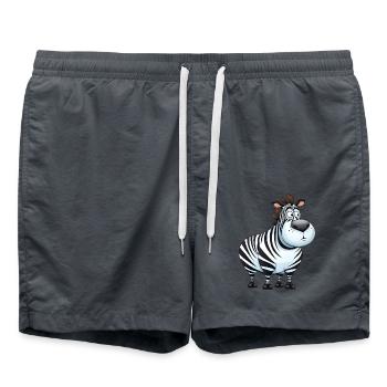 Molliges Zebra - dicke Tiere - Badeshorts - Anthrazit - Vorne - AI Model Male 185 light (185cm)