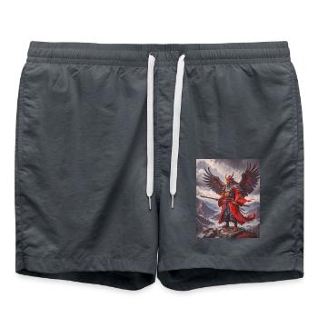Majestueux guerrier Tengu ailé avec masque rouge sur m - Short de bain - charbon - Devant - AI Model Male 185 light (185cm)