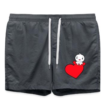 Duck Sitting On Big Heart Valentine's Day Love Sweet - Swim Trunks - anthracite - Front - AI Model Male 185 light (185cm)