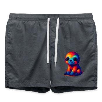 WPAP Polygon Kawaii Stil Baby Faultier Tiere - Badeshorts - Anthrazit - Vorne - AI Model Male 185 light (185cm)