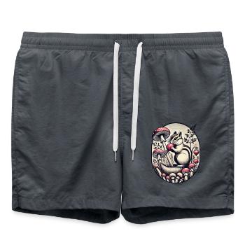 Chipmunk Eating a Turnip Illustration - Swim Trunks - anthracite - Front - AI Model Male 185 light (185cm)