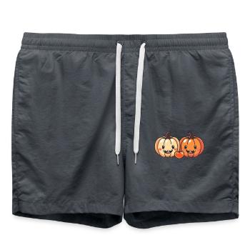 Citrouille Couple Amour Coeur Bande Dessinée - Short de bain - charbon - Devant - AI Model Male 185 light (185cm)