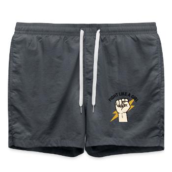Fight Like A Girl Power Design - Badeshorts - Anthrazit - Vorne - AI Model Male 185 light (185cm)
