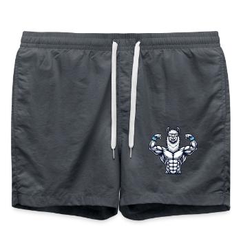 llama alpaca strong muscular fitness bodybuilder - Swim Trunks - anthracite - Front - AI Model Male 185 light (185cm)