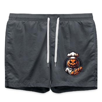 Halloween pumpkin with baker's hat and bread - Swim Trunks - anthracite - Front - AI Model Male 185 light (185cm)