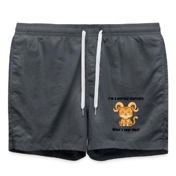 Chat Capricorne adorable – un signe du zodiaque charmant - Short de bain - charbon - Devant - AI Model Male 185 light (185cm)