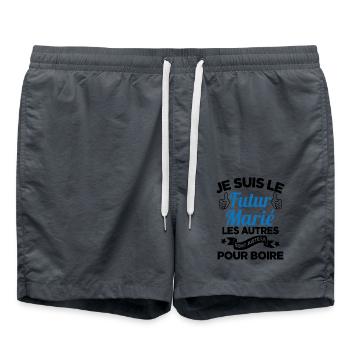 Cadeau de célibataire pour un futur marié - Short de bain - charbon - Devant - AI Model Male 185 light (185cm)