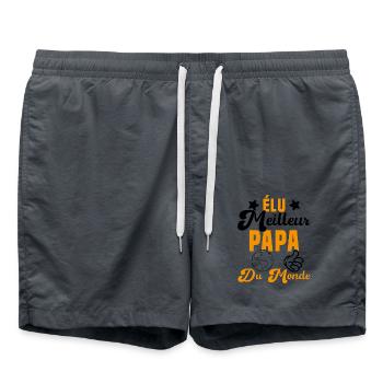 Élu Meilleur Papa Du Monde Fête Des Pères - Short de bain - charbon - Devant - AI Model Male 185 light (185cm)