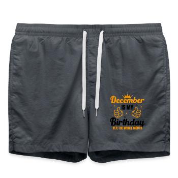Décembre est le mois de mon anniversaire - Short de bain - charbon - Devant - AI Model Male 185 light (185cm)