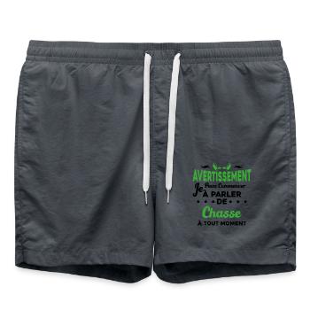Parler de chasse à tout moment Humour chasseur - Short de bain - charbon - Devant - AI Model Male 185 light (185cm)