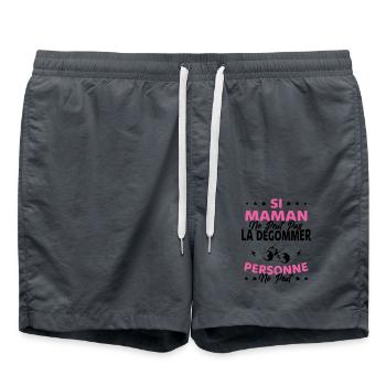 Si Maman Ne Peut Pas La Dégommer, Pétanque Maman - Short de bain - charbon - Devant - AI Model Male 185 light (185cm)