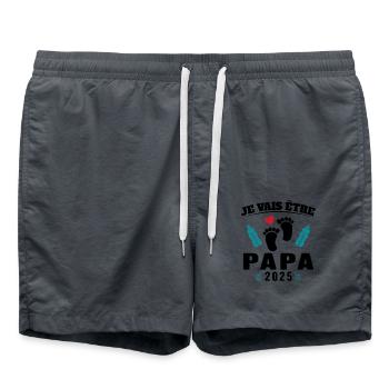 Man Dad To Be 2025 Gift - Swim Trunks - anthracite - Front - AI Model Male 185 light (185cm)