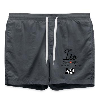 Prénom Léo idée cadeau noel naissance anniversaire - Short de bain - charbon - Devant - AI Model Male 185 light (185cm)