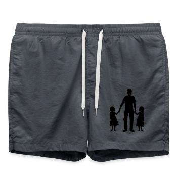 Father 2 daughters - Swim Trunks - anthracite - Front - AI Model Male 185 light (185cm)