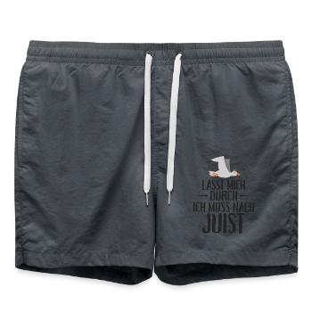 Lasst mich durch ich muss nach Juist Möwe - Badeshorts - Anthrazit - Vorne - AI Model Male 185 light (185cm)