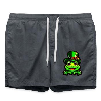 Grinning frog wears St. Patrick Day top hat - Swim Trunks - anthracite - Front - AI Model Male 185 light (185cm)