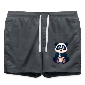 Panda Schockiert von Kaffee - Badeshorts - Anthrazit - Vorne - AI Model Male 185 light (185cm)