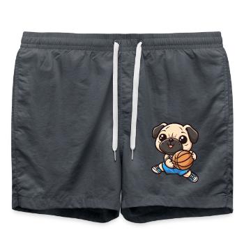 Athletic Pug: A Dog Basketball Player - Swim Trunks - anthracite - Front - AI Model Male 185 light (185cm)