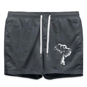 Deutsch Drahthaar Jagdhund Jagdhunde Hund Wilsigns - Badeshorts - Anthrazit - Vorne - AI Model Male 185 light (185cm)