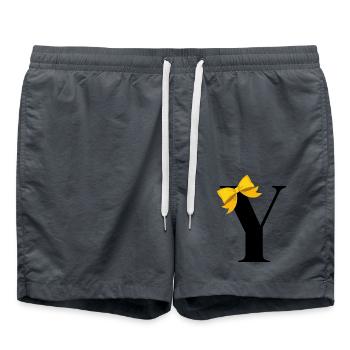 Lettre y nœud jaune - Short de bain - charbon - Devant - AI Model Male 185 light (185cm)