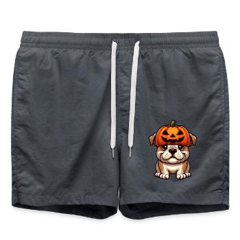Süße Bulldogge Halloween Kürbis Cartoon - Badeshorts - Anthrazit - Vorne - AI Model Male 185 light (185cm)
