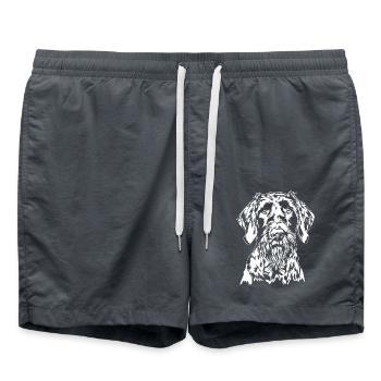 Deutsch Drahthaar Portrait Hunde Jagdhund Wilsigns - Badeshorts - Anthrazit - Vorne - AI Model Male 185 light (185cm)