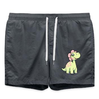 Joyeux dinosaure jaune à pois roses - Short de bain - charbon - Devant - AI Model Male 185 light (185cm)
