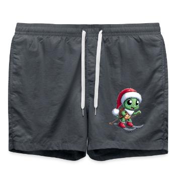 Christmas Turtle Santa Skier Winterspor - Swim Trunks - anthracite - Front - AI Model Male 185 light (185cm)