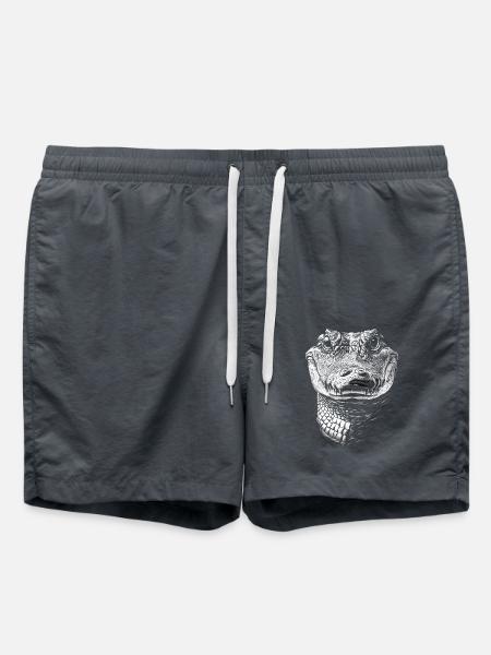 Alligator Portrait Raubtier Tiere Tier - Badeshorts - Anthrazit