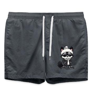 Stinktier Winter Comic - Badeshorts - Anthrazit - Vorne - AI Model Male 185 light (185cm)