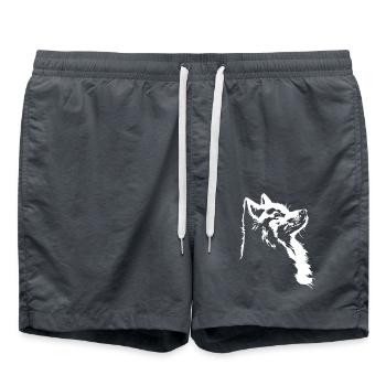 Samojede Silhouette Hunde Hund Wilsigns - Badeshorts - Anthrazit - Vorne - AI Model Male 185 light (185cm)