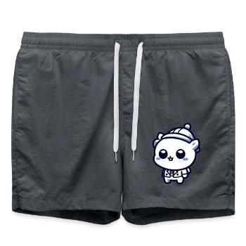 Cute kitten in winter clothes - Swim Trunks - anthracite - Front - AI Model Male 185 light (185cm)